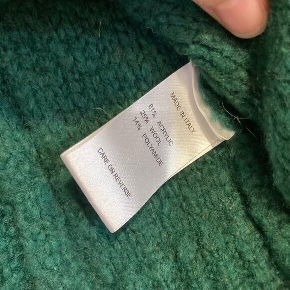 Mia Mai Green Open Knit Cable Knit Chunky Sweater Size Small Fall Academia - Picture 11 of 16